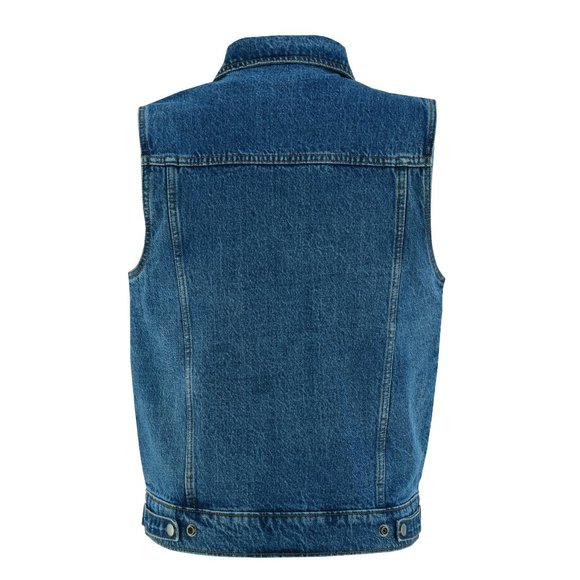 Men's Blue Denim Vest with Collar and concealed carry pocket - Picture 5 of 7